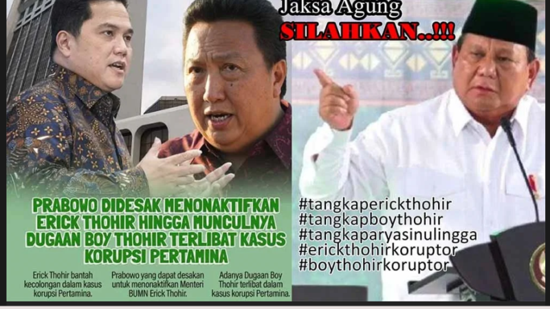 Munculnya Nama Boy Thohir di Kasus Korupsi Pertamina, Publik Desak Presiden Prabowo Non-aktifkan Menteri BUMN Erick Thohir